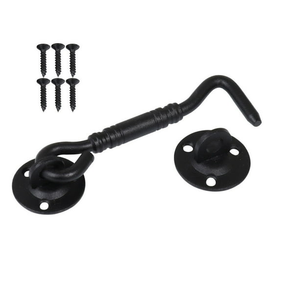 CIMAXIC Black Stainless Steel Hook Latch Lock for Doors, Gates with -Resistant Finish and Secure Closure