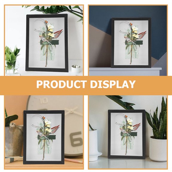 CIMAXIC Black Wooden Dried Flower Display Frame Shadow Box for Storage and Decorative Home Wall Decor