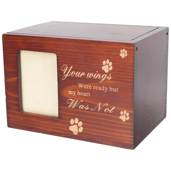 CIMAXIC Brown Wooden Pet Urn with Photo Frame Durable Cinerary Box for Dogs and Cats