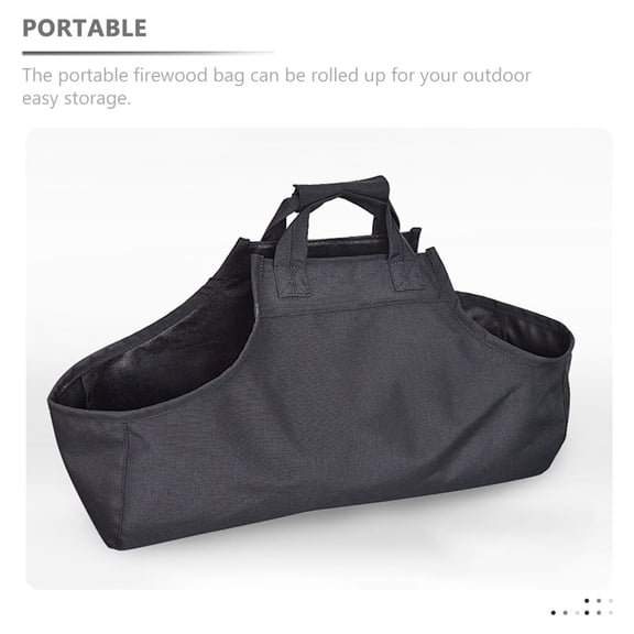 CIMAXIC Log Bag Carrier Firewood Holder Black 1Pack 20.5x7.1x7.1in