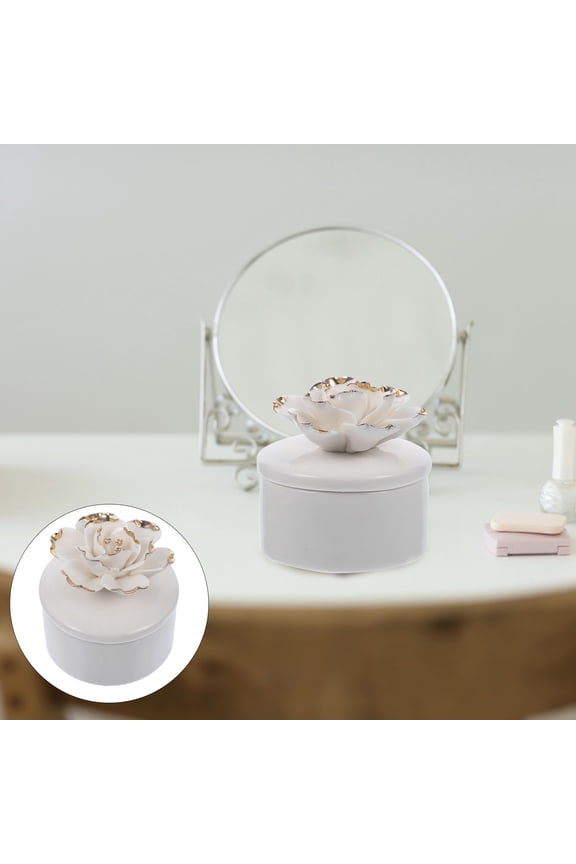 Small White Ceramic Jewelry Organizer Case for Earrings and Charms