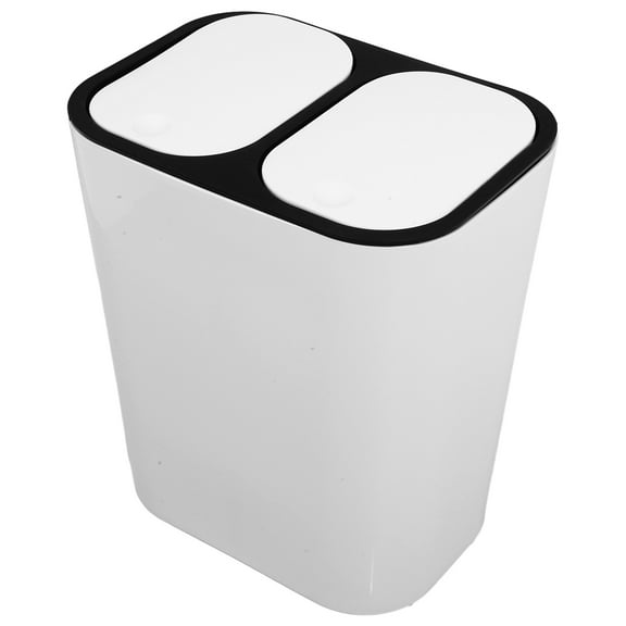 CIMAXIC White Dual Compartment Trash Can Plastic Kitchen Garbage Container for Home Use
