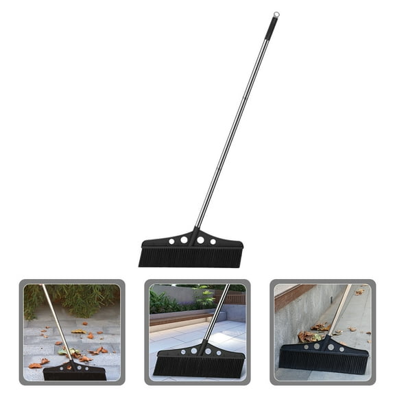 CIMAXIC Concrete Scrubbing with Wide Black Broom for Outdoor Maintenance 1Set