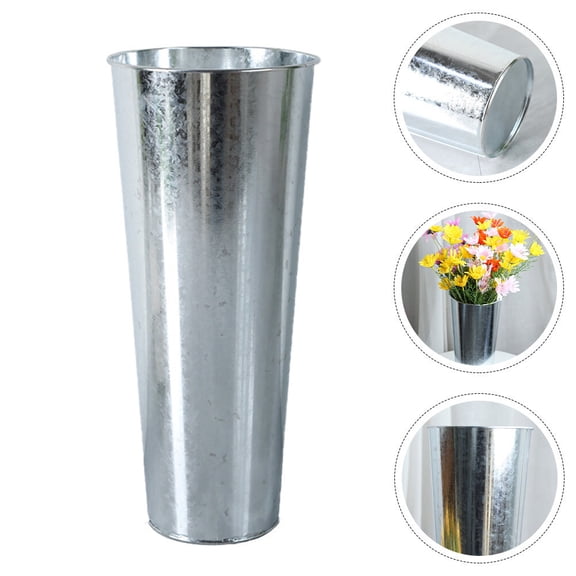 CIMAXIC Creative Silver Iron Flower Holder Vase with Smooth Surface for Stylish Floral Display