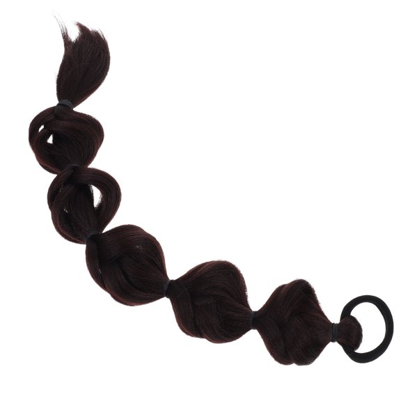 CIMAXIC Dark Brown Bubble Braid Ponytail Wig with Natural Highlights Synthetic Hairpiece for Daily Wear