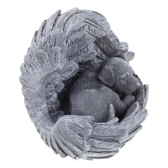 CIMAXIC Memorial Decor Grey Resin Dog Memorial Statue with Solar Powered Illumination 1Set