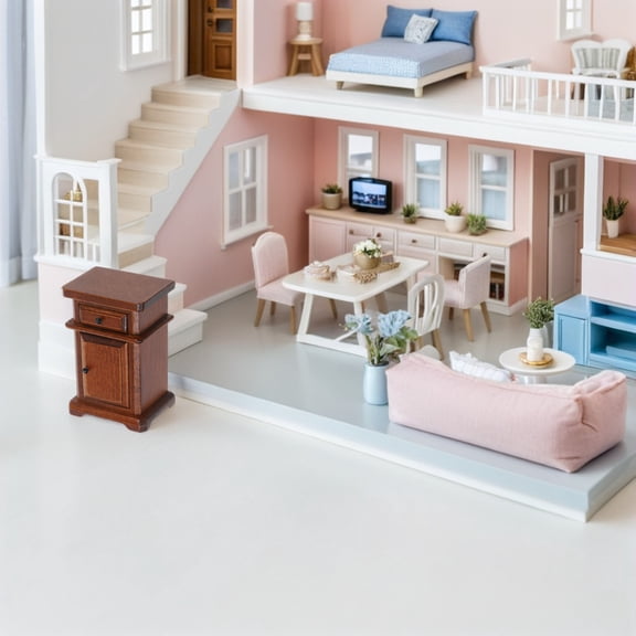 CIMAXIC Miniature Wooden Nightstand Table for Dollhouse Bedroom - Small Bedside Cabinet, Dollhouse Room Furniture Accessories