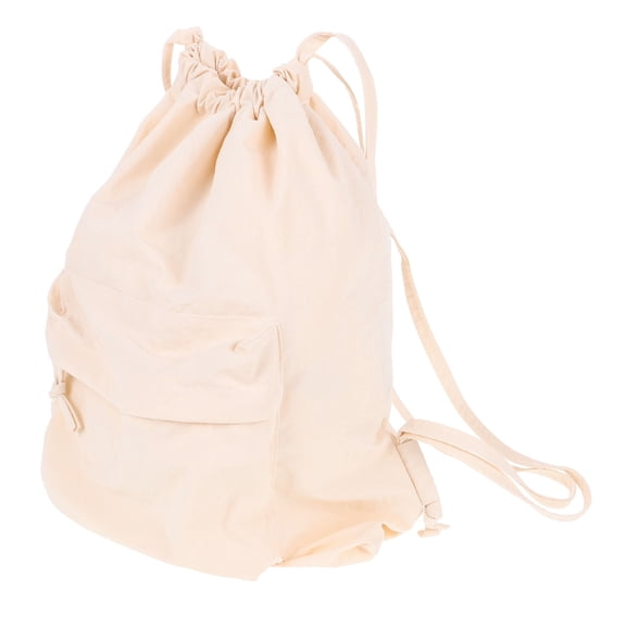 CIMAXIC Nylon Drawstring String Bag for Sports, Travel, Swimming, Beach - White Lightweight Draw String Back Bag