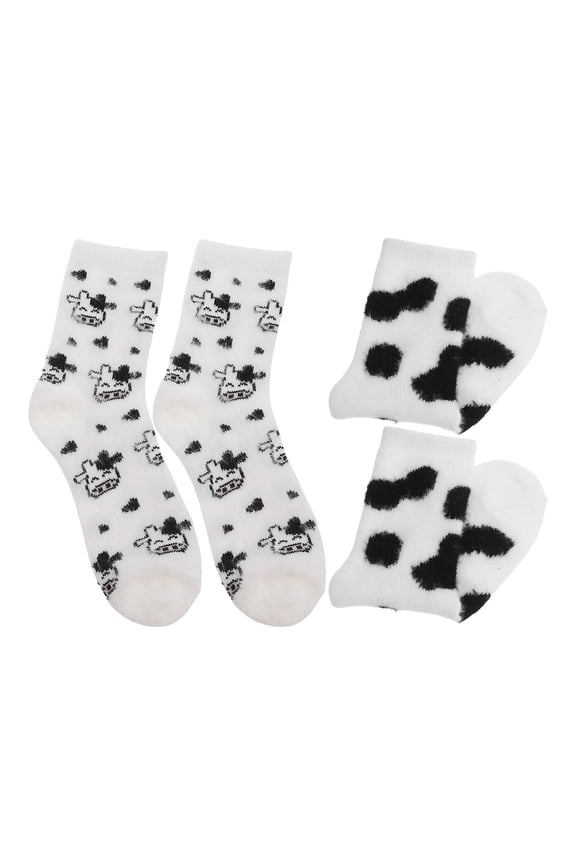 2Pairs Plush Cows Socks Thickened Warm Stocking Breathable Cozy Assorted Colors