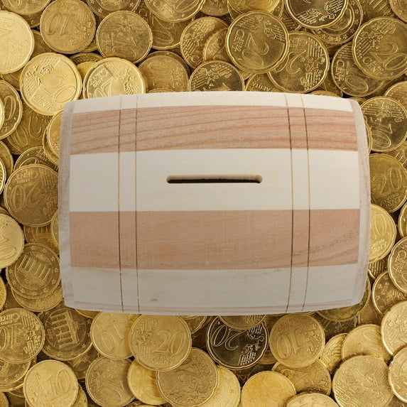 CIMAXIC Assorted Color Cylindrical Wooden Money Pot Saving Box for Kids 1Pcs