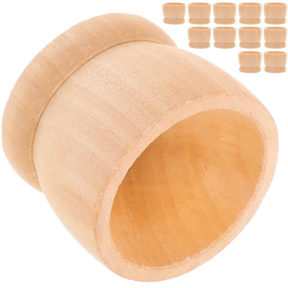 CIMAXIC Easter Egg Cup Holder 15Pcs Wooden for Home Decoration Beige Round Shape