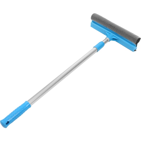 CIMAXIC Extendable Blue Window Scrubber with Microfiber Sponge for Glass Door and Car Windshield