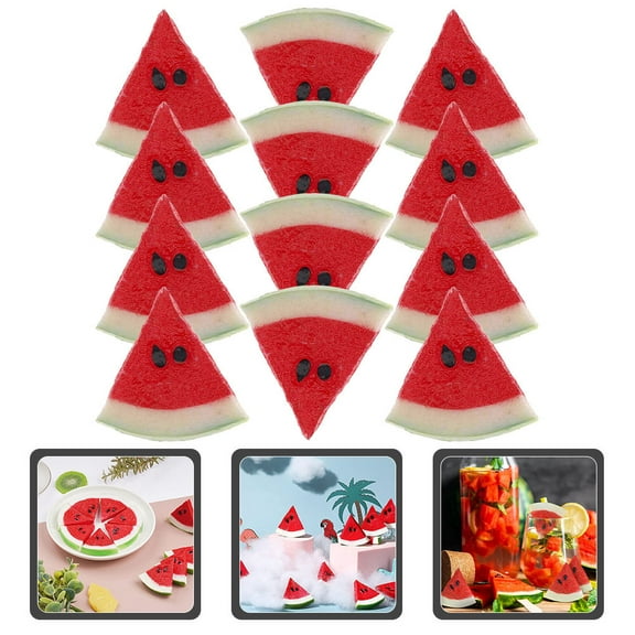CIMAXIC Fake Watermelon Slices Props 12Pcs Slice Shape Red Color Ldpe Material Craftsmanship Home Decoration