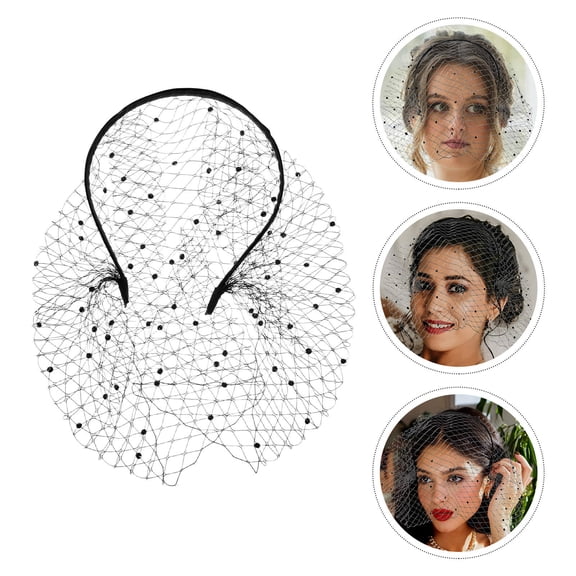 CIMAXIC Breathable Black Mesh Veil Headband Bridal Fascinator for Tea Party Events