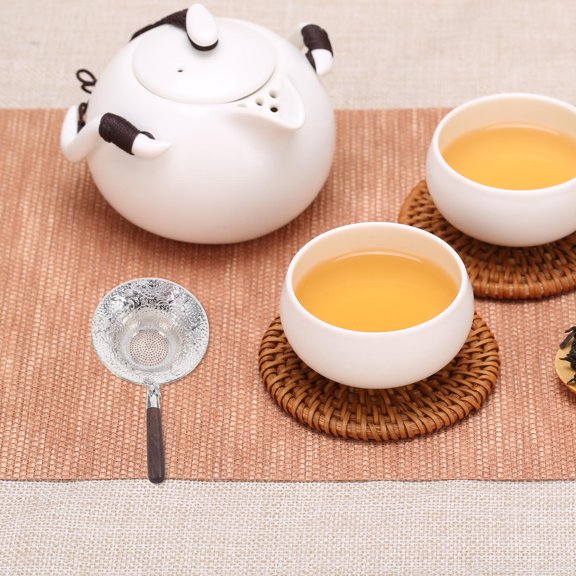 CIMAXIC Plated Silver Loose Leaf Tea Steeper with Handle Fine Mesh Filter for Clear Tea Brewing