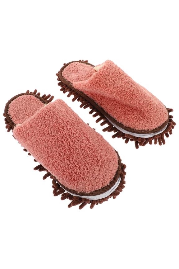 Floor Dusting Slippers 1 Pair Fleece Lined Practical Design Chenille Absorbent Adults Use