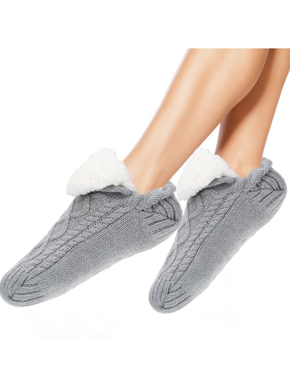 Fuzzy Unisex Socks 1 Pair Grey Plush Nonslip and Durable for Winter Season Indoor Comfort