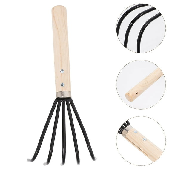 CIMAXIC Gardening Tool 1Pcs Wood Small Manure Rake for Gardeners and Cultivating 11.8x4.5x2.6in