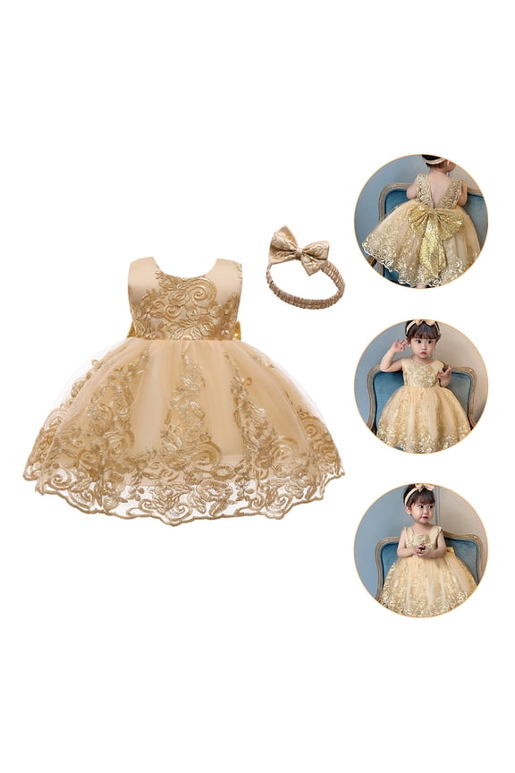 1Pc Soft Breathable Golden Dress Elegant One-Piece for Ballet Stage and Festive Occasions