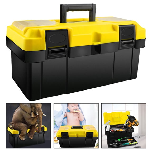 CIMAXIC 1Pc Vehicle-Mounted Toolbox Golden Plastic Tool Storage Box Lightweight Portable Case