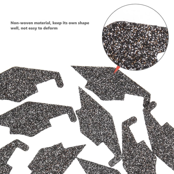 CIMAXIC Graduation Decoration Graduation Cap Confetti Black Non-Woven Fabric 1 Bag 2.2In