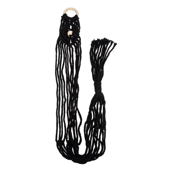 CIMAXIC Elegant Black Macrame Guitar Wall Mount Handwoven Ukulele Holder