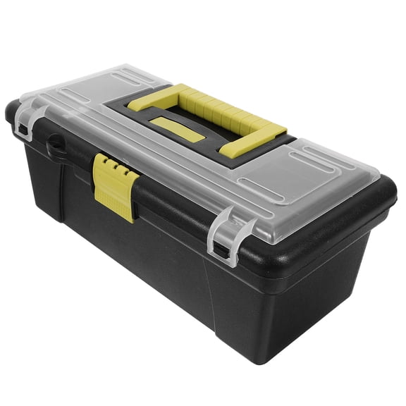 CIMAXIC Black Plastic Tool Box with Large Capacity and Secure Buckle Design