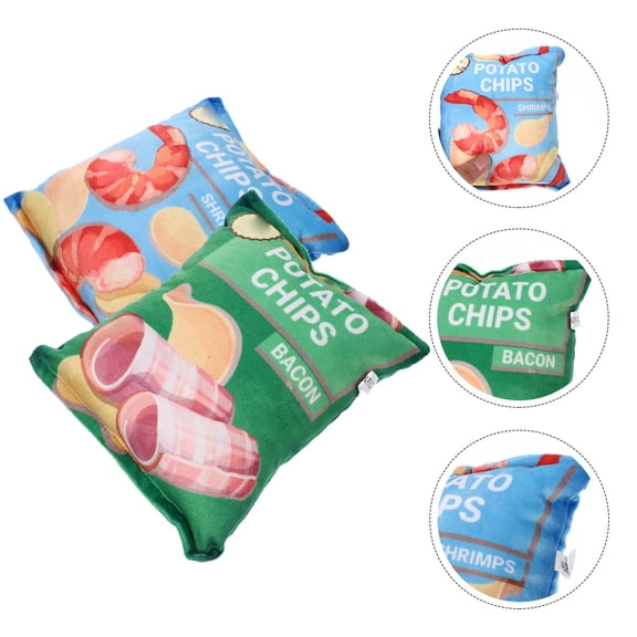 CIMAXIC 2-Pack Interactive Plush Dog Chew Toys in Assorted Colors, Fun Potato Chip Bag Shape for Pets