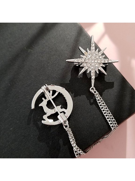 cate Deer Brooch with Chain Detail for Elegant Clothing Decor