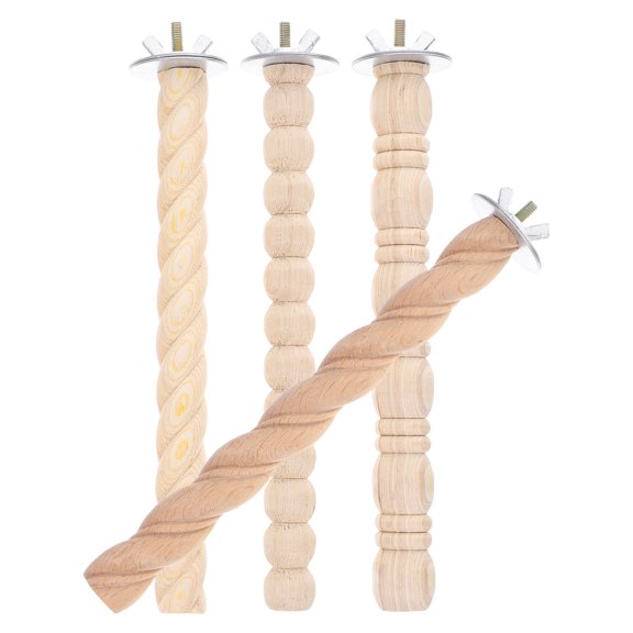 CIMAXIC Light Yellow Wooden Bird Perch for Pet Use Perfect for Parrots and Parakeets Rest and Exercise 4pcs