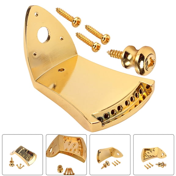 CIMAXIC Musical Instrument Parts Triangle Mandolin Tailpiece Golden Zinc Alloy 1 Set 3.1x1.8x1.8in
