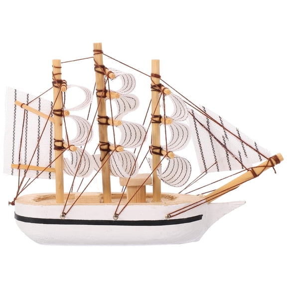 CIMAXIC Wooden Sailboat Model with Mediterranean Style for Nautical Home Decoration