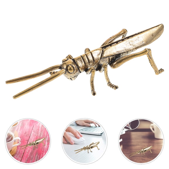 CIMAXIC Vintage Brass Grasshopper Figurine Dark Brown Unique Collectible for Decor