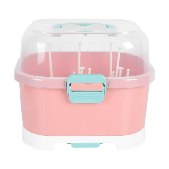 CIMAXIC Bamboo Drying Rack for Baby Bottles Pink Rectangular Storage 1Pack