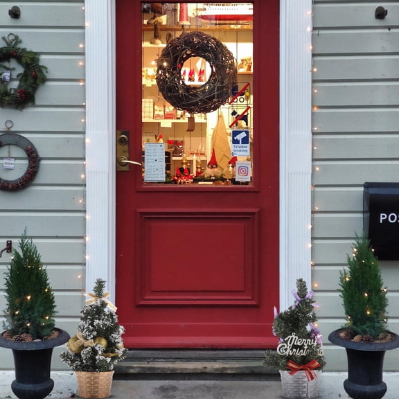 CIMAXIC Fireproof Mini Christmas Trees Red 3 Pcs