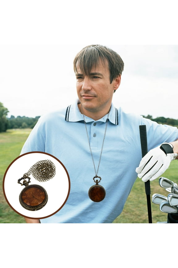 1Pc Vintage Pocket Watch Dark Brown Quartz World Map Cover Easy to Carry