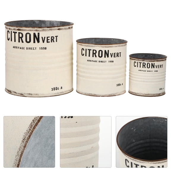 CIMAXIC White Galvanized Metal Flower Pot for Home Decoration and Party Arrangement