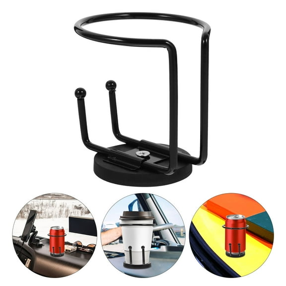 CIMAXIC Magnetic Cup Holder for Shopping Cart Black Metal Drink Holder Secure Bottle Storage Stand