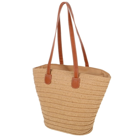 CIMAXIC Straw Purse Khaki Large Capacity Beach Tote Bag 1Pack for Women
