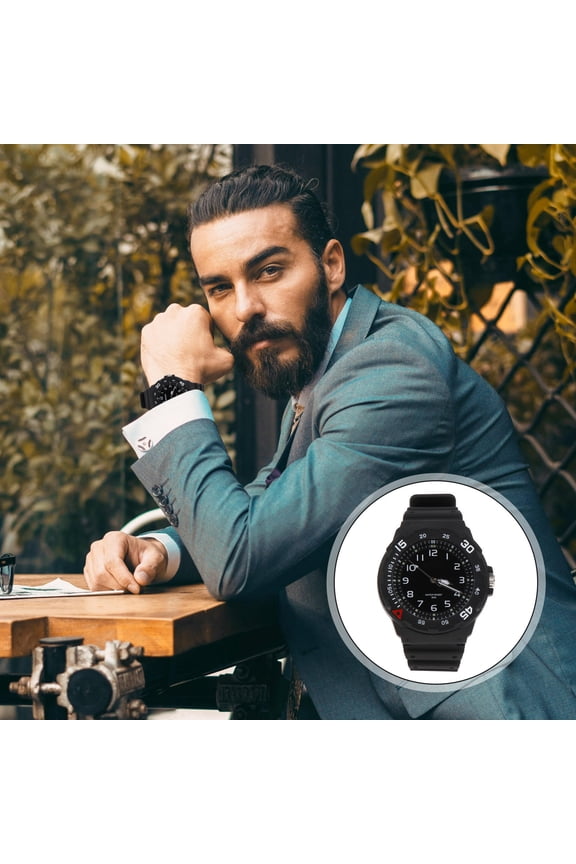 All-Match Style Black Waterproof Wrist Watch with Silicone Band Perfect for Business and Leisure