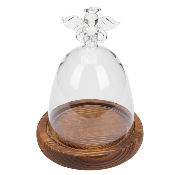 CIMAXIC Clear Glass Dome with Angel Shape Display Cover, Decorative Display Case for Home or Office