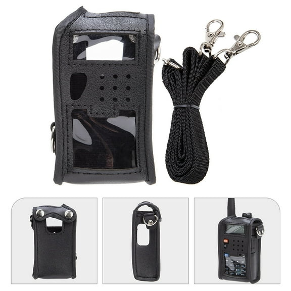 CIMAXIC Radios Holder Bag Black Pu 1Pcs 4.6X2.4in