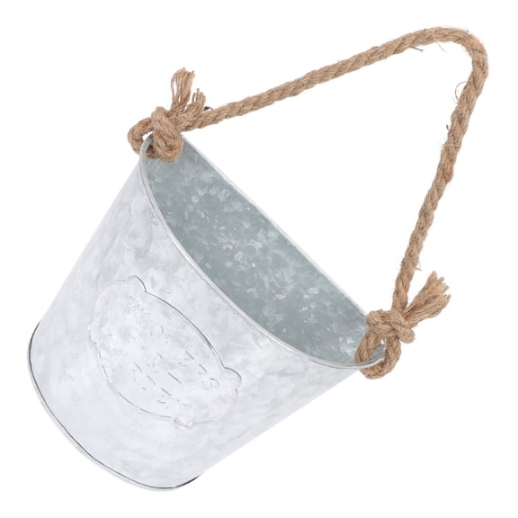 CIMAXIC Decorative Iron Hanging Flower Pot with Rope for Home Wall Plant Storage