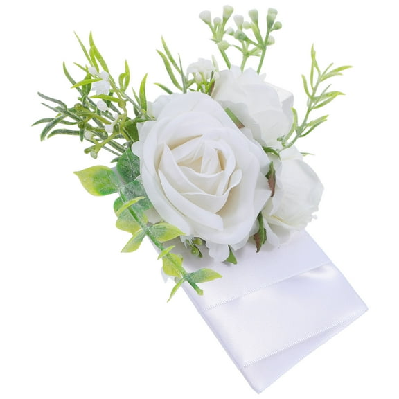 CIMAXIC Wedding Groomsmen Accessory Pocket Boutonniere for Men with Silk Flower White 1Pack for Parties