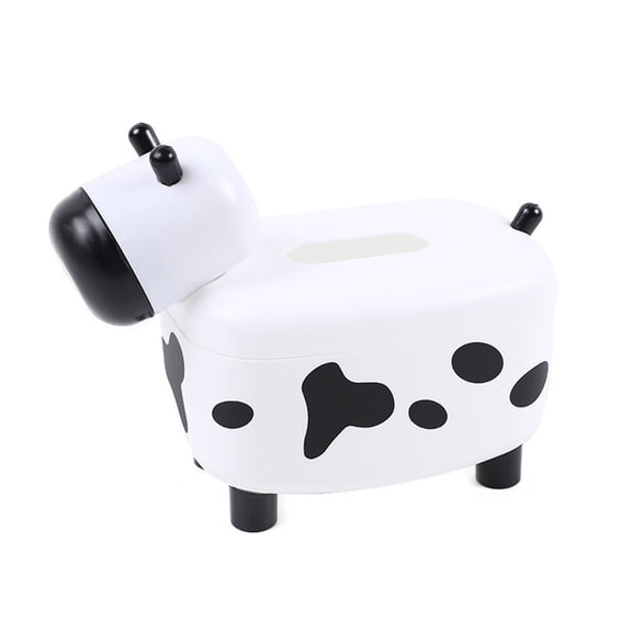 CIMAXIC Portable White Tissue Paper Organizer Cow Shape with Compact Design for Office Desk