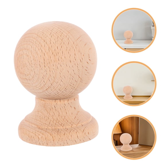 CIMAXIC Wooden Ball Finial Solid Wood Beige Decorative Round Finial 1Set