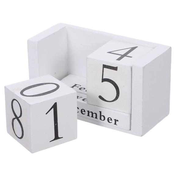 CIMAXIC Vintage White Wood Block Desktop Calendar Compact and Functional Time Planner