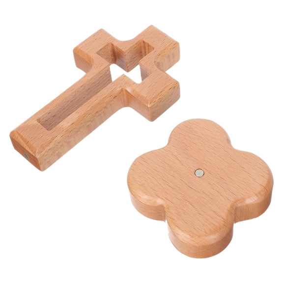 CIMAXIC Handcrafted Solid Wood Christian Cross Table Decor with Natural Grain Finish