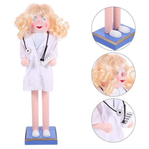 CIMAXIC Wooden Nutcracker Christmas Decoration for Kids White Desktop Ornament 14.5 inches