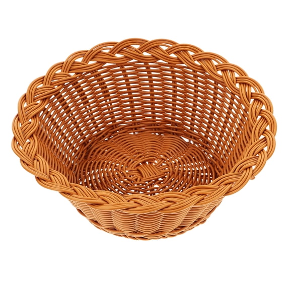 CIMAXIC Woven Bread Storage Basket, Plastic Brown Decorative Multipurpose Tray